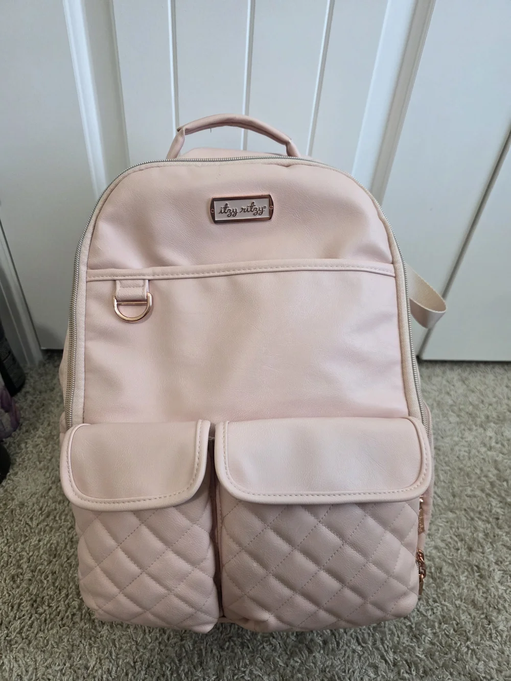 Itzy Ritzy Blush Pink Quilted Pocket Backpack